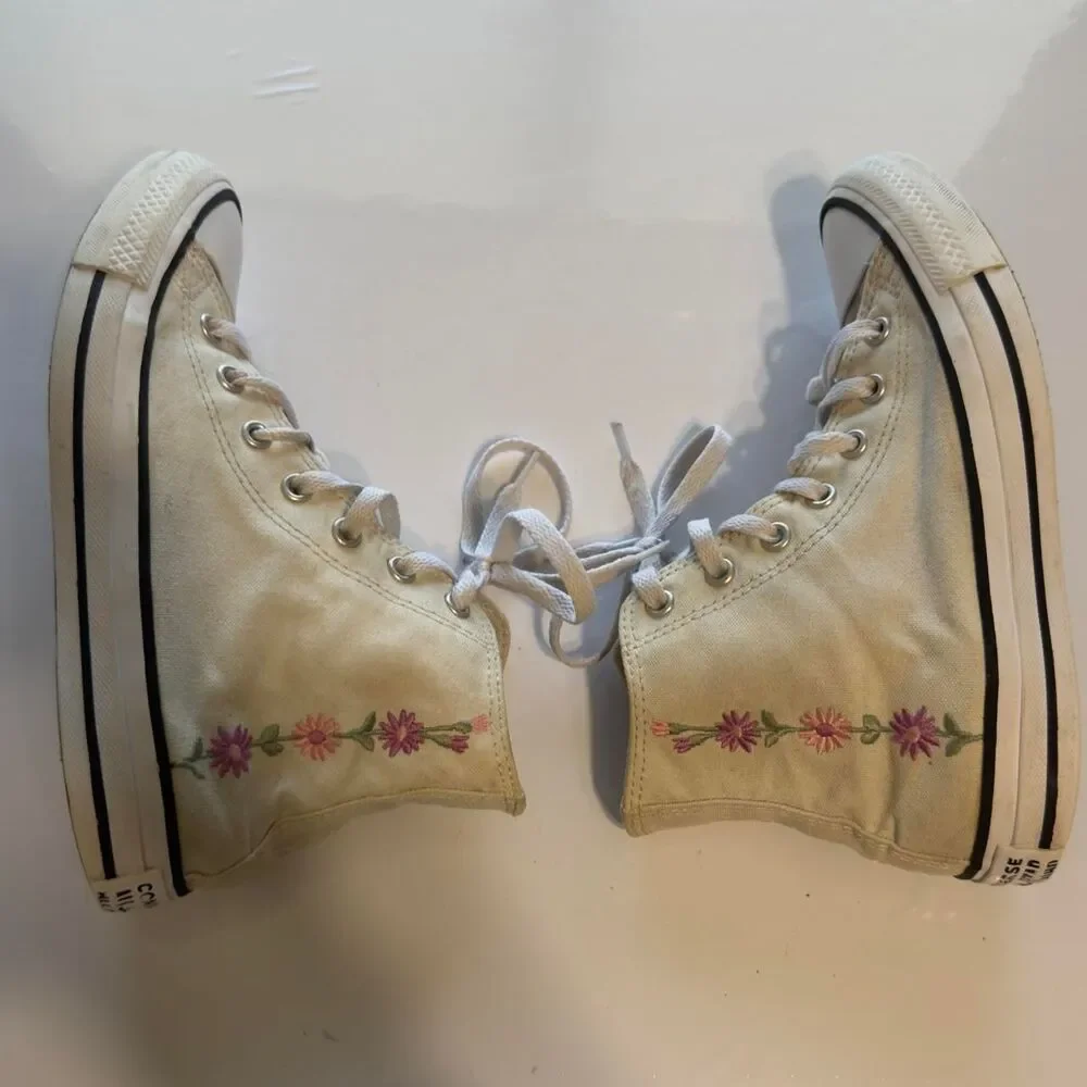 Converse Chuck Taylor All Star High Top Sneakers with Floral Embroidery